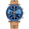 Zeryth Chronova Pulse blue chronograph watch for men with tan leather strap – Dapper Watches